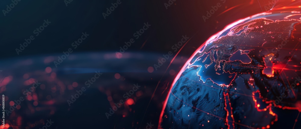 Poster conceptual minimal banner featuring a cyber music splash theme with dynamic digital components with 