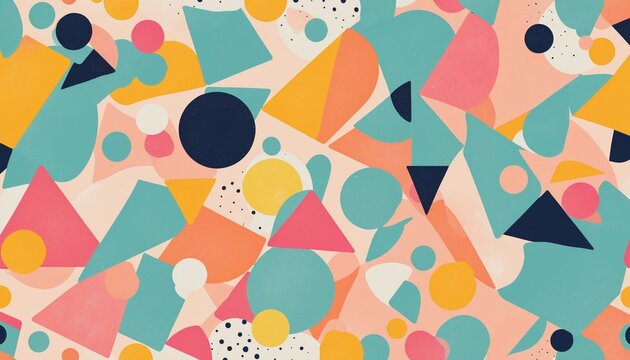 Vibrant hand-drawn geometric seamless pattern 