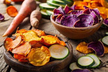 Vegan vegetable chips zucchini carrots beets sweet potatoes