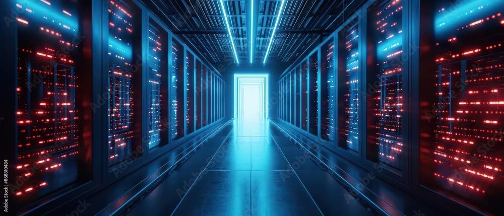 Poster minimalist depiction of a teleportation gate with abstract cyber visuals and clean design with copy 