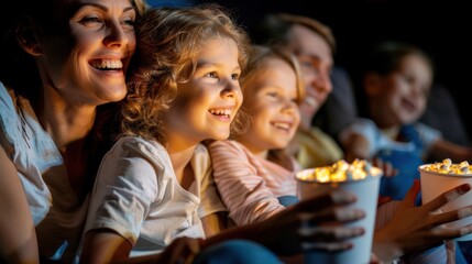 Fototapeta premium A Family Enjoying a Movie Night