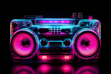 Neon-Lit Boombox