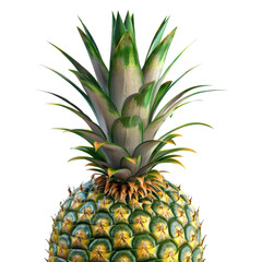 Fototapeta premium Close-up of a fresh, ripe pineapple with green leaves on top. Perfect for healthy eating and tropical themes.