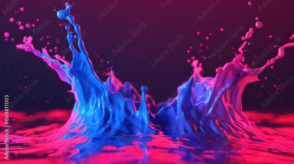 Poster minimalist depiction of a vibrant nature splash with abstract cyber visuals and clean design with co