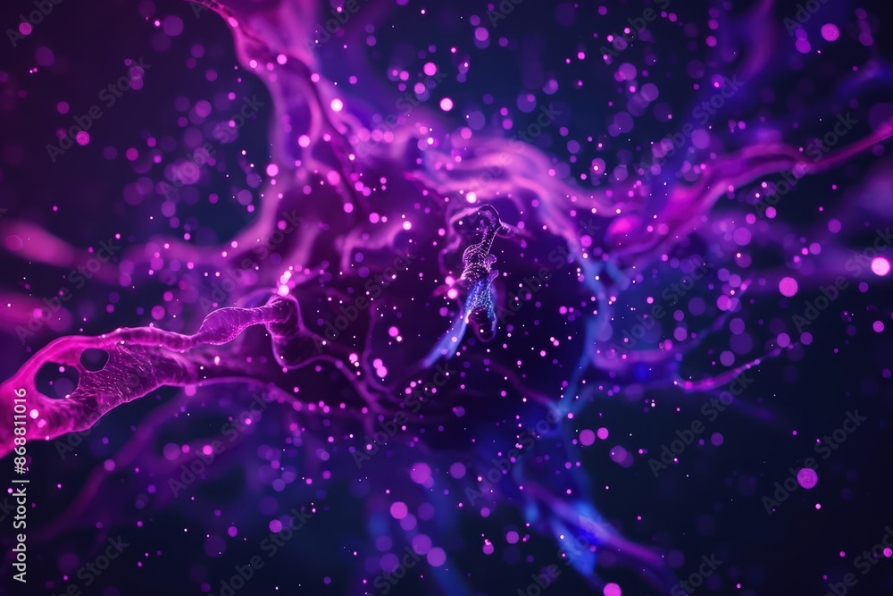 Poster minimalist depiction of a vibrant star splash with abstract cyber visuals and clean design with copy