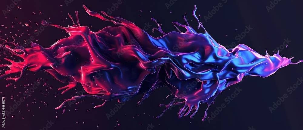 Poster minimalist depiction of a vibrant music splash with abstract cyber visuals and clean design with cop
