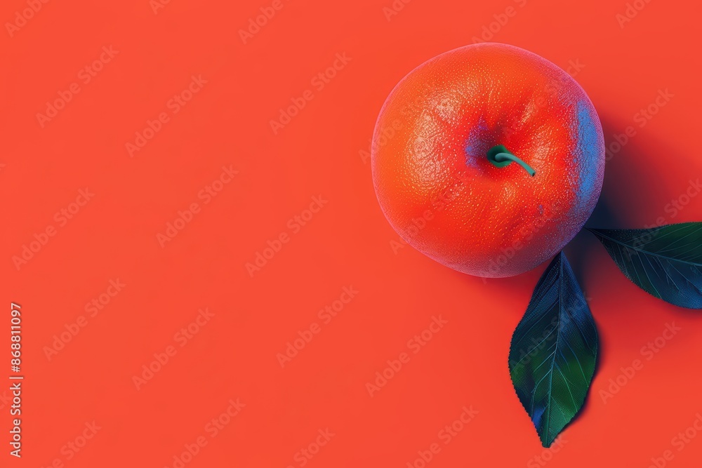Poster minimalist depiction of abstract fruit with cyber visuals and clean design with copy space