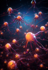 Obraz premium Colorful neural network cells with glowing connections