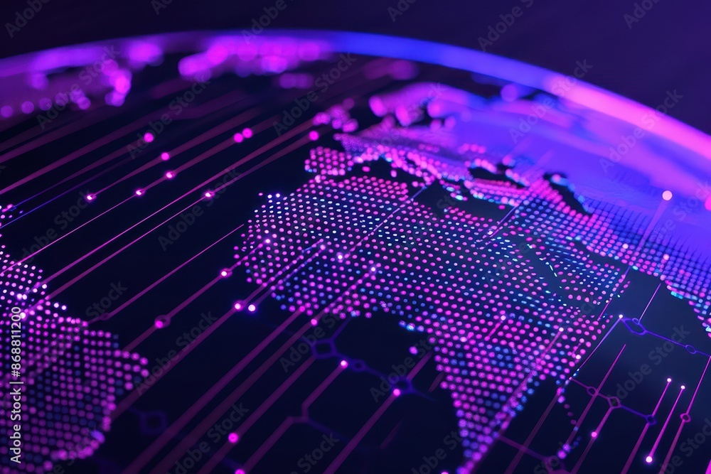 Poster minimalist depiction of global preservation with abstract cyber visuals and clean design with copy s