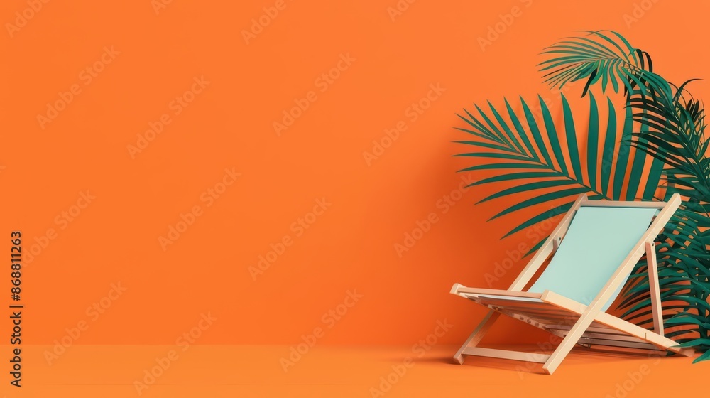 Poster minimalist depiction of summer with abstract cyber visuals and clean design with copy space