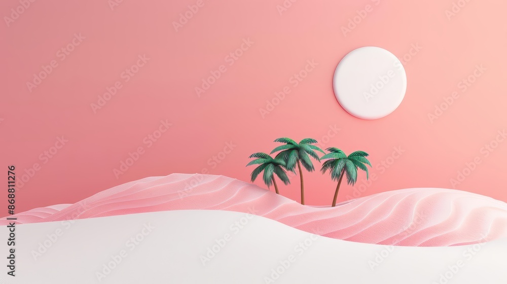 Poster minimalist depiction of summer with abstract cyber visuals and clean design with copy space