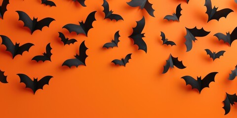 Fototapeta premium Bats on orange background