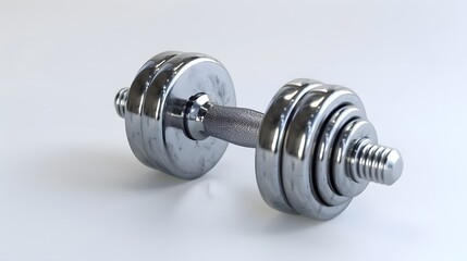 Obraz premium Chrome Dumbbell with Adjustable Weights Isolated on White Background