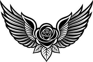line art classic style rose logo vector illustration