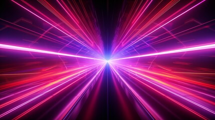 Neon lights speed tunnel background.