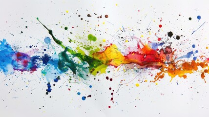 Fototapeta premium Abstract painting with colorful splashes on white background