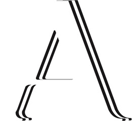 Trendy white font, alphabet letter A