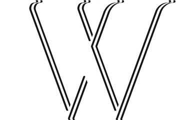 Trendy white font, alphabet letter W