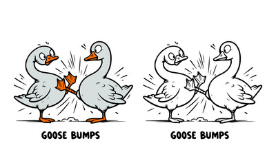 Cute Goose Bumps Illustration - Hand-drawn Whimsical Clipart for Crafts.flat vector illustration on white background
