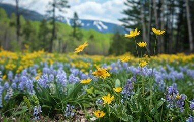 Fototapeta premium Spring Bloom in Mountain Forest