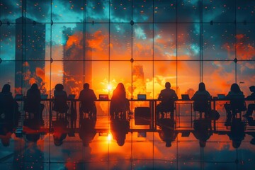 Silhouettes of People at Sunset