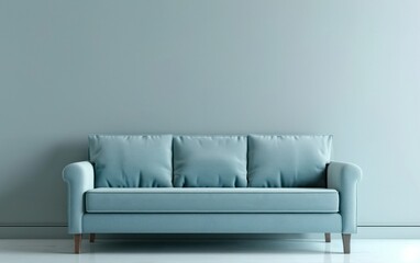 Modern Blue Sofa On Textured Wall