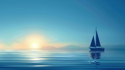 Obraz premium A minimalistic and elegant silhouette of a sailboat sailing on the ocean at sunset. Generative AI