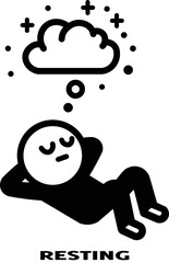 Minimalist stick man, resting state of mind, representing emotions