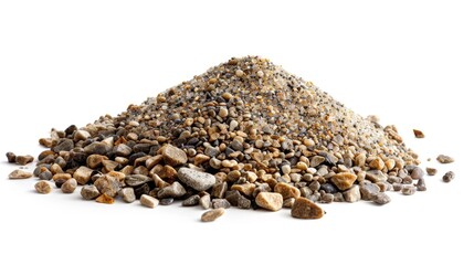 A close-up shot of a pile of rocks and gravel on a white surface, perfect for use in a scientific or educational setting