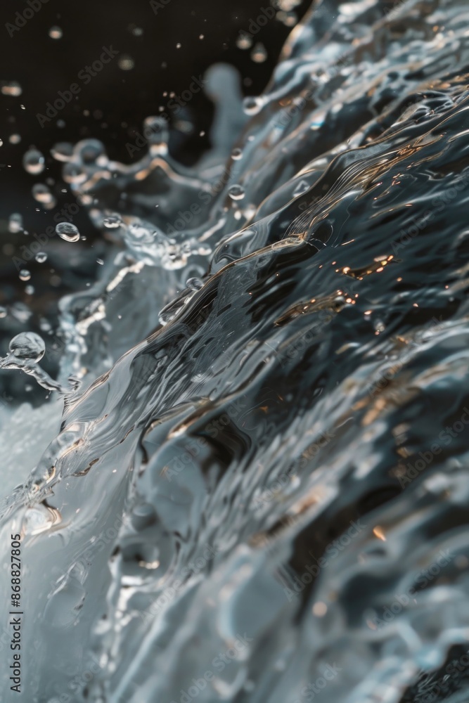Poster a close-up view of a wave in a body of water, great for use in underwater or beach themed designs