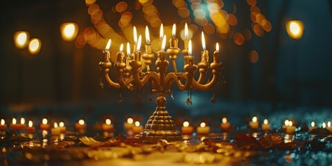 Obraz premium Candlelight with multiple lit candles