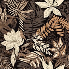 Abstract floral lino cuts of leaves and flowers designed in a random patter