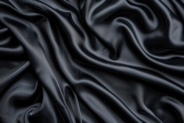 Obraz premium A high-quality close-up image of smooth black satin fabric