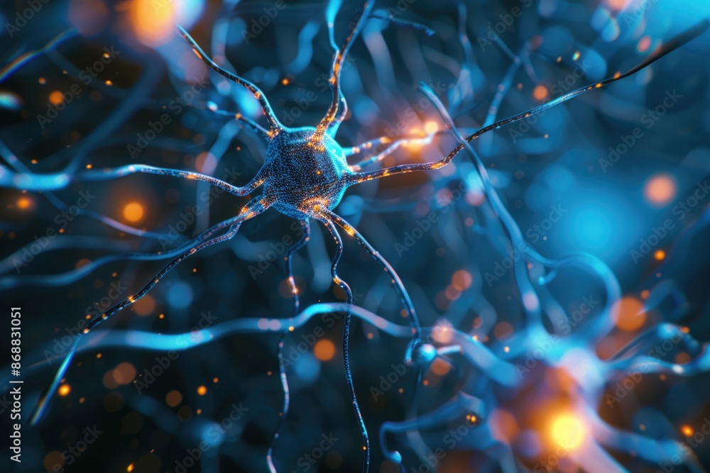 Poster a detailed view of interconnected neurons, often found in the brain