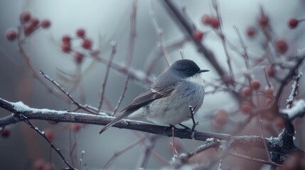 Obraz premium A small bird sits comfortably on a tree branch, enjoying its surroundings
