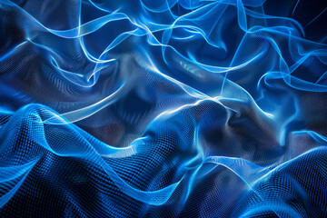 Abstract background of glowing blue mesh close up
