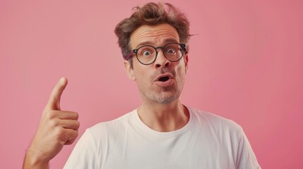 A person wearing glasses pulling a silly face, useful for humoristic content or satirical purposes
