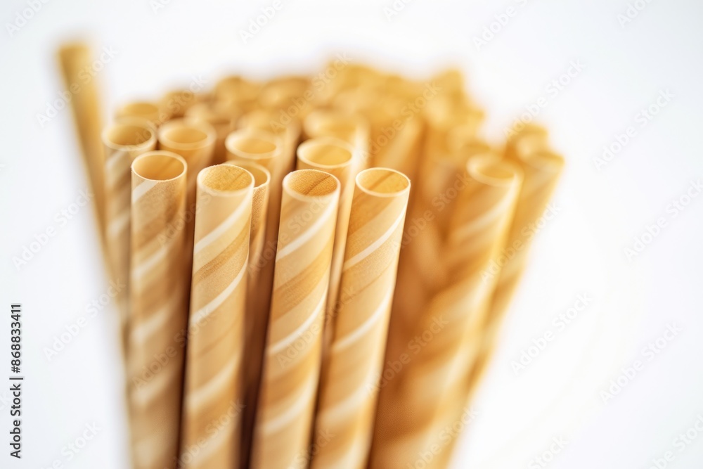 Poster a collection of straws sitting on a table, perfect for creative projects or as a decorative element