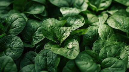 Obraz premium A detailed view of fresh spinach leaves with intricate details