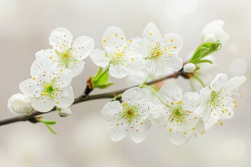Obraz premium A close-up view of a white flower growing on a branch, perfect for use in editorial or commercial contexts