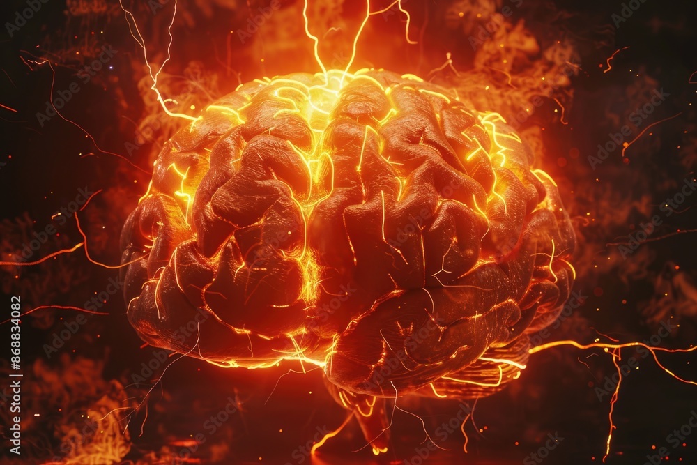 Poster 3d illustration of a human brain generated by computer, can be used in educational materials or pres