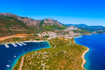 Obraz premium Kas city aerial panoramic view in Turkey