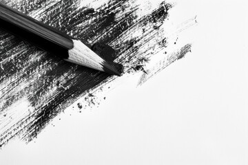 A single black pencil on a white background