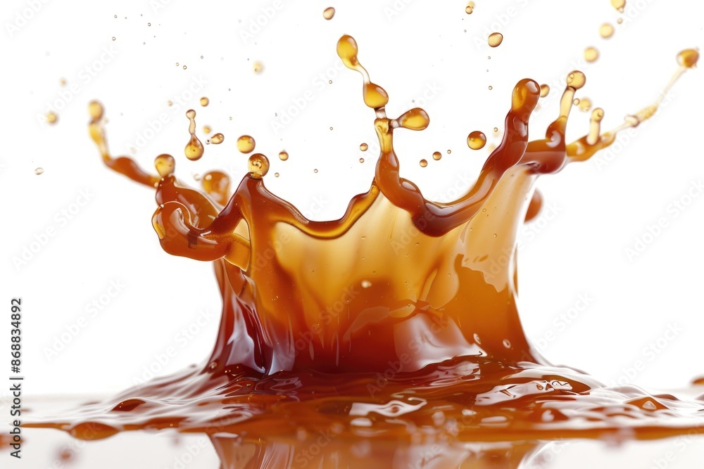 Poster A small amount of liquid splashes onto a white surface, creating a small pool with ripples