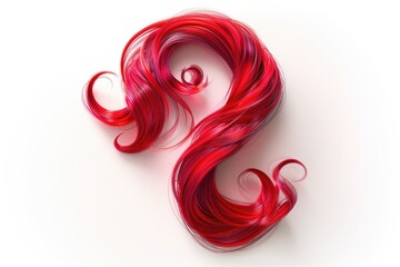 A pair of bright red hair sits atop a clean white table, ideal for editorial and commercial use