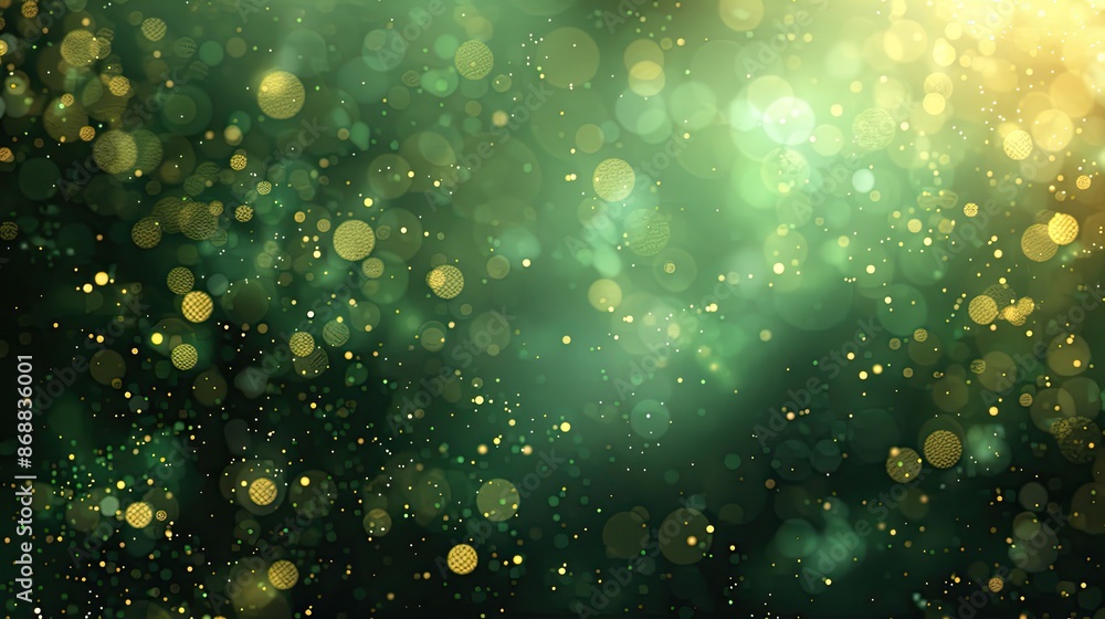 Poster a green background with many small circles. the circles are of different sizes and are scattered all