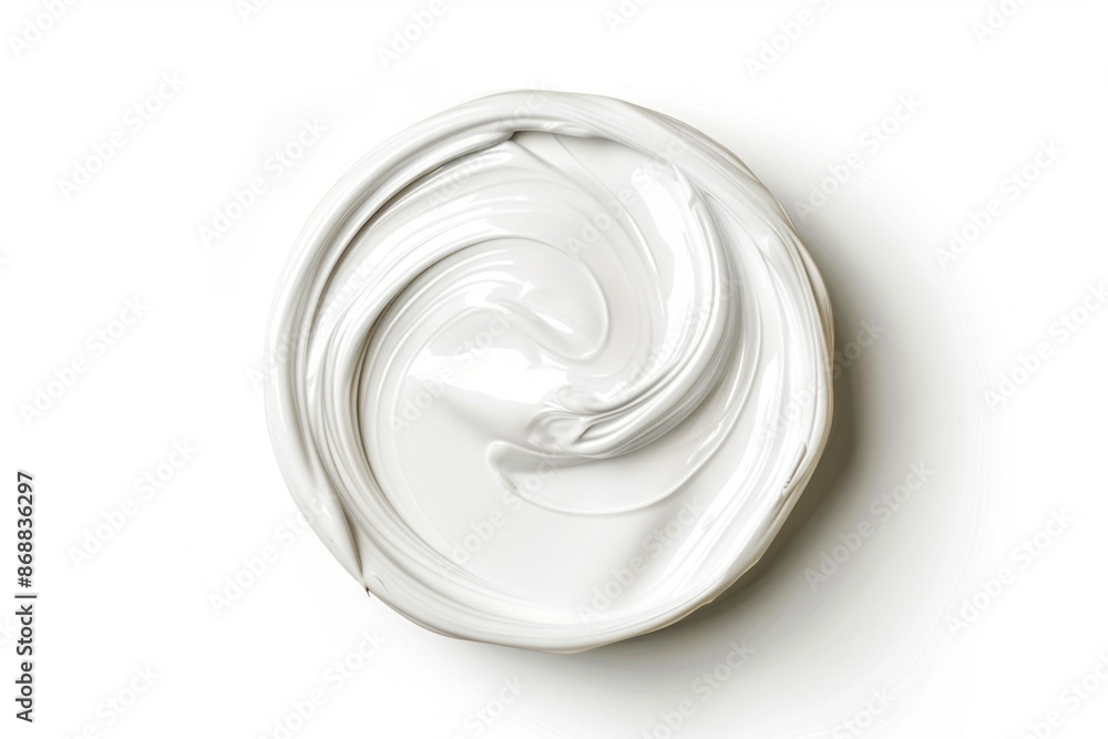 Poster a clean and simple image of a white bowl filled with whipped cream on a matching surface