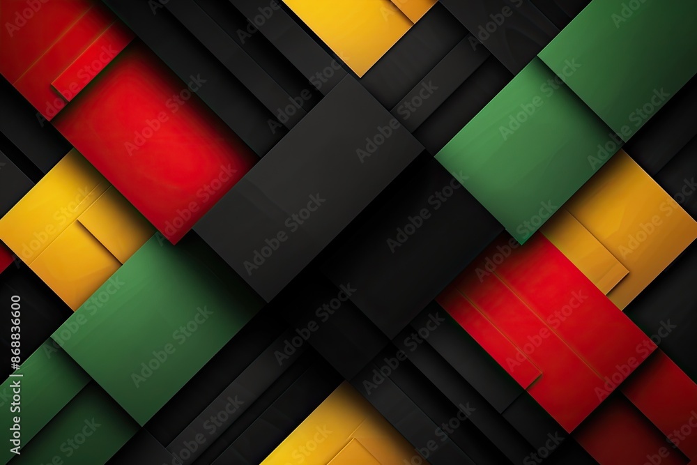 Poster a colorful abstract design with black squares and red and yellow squares. the squares are arranged i