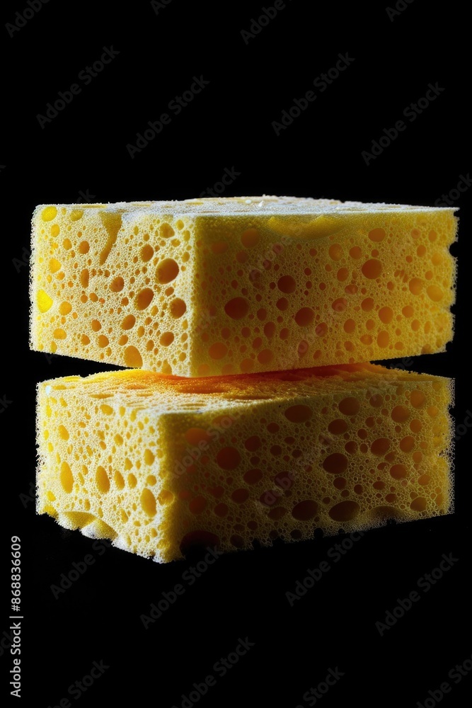 Poster two sponges sit on top of each other, possibly used as a decorative display or a creative solution
