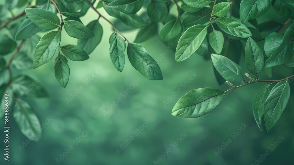 Poster a close-up view of a leafy tree branch, great for nature and botanical photography